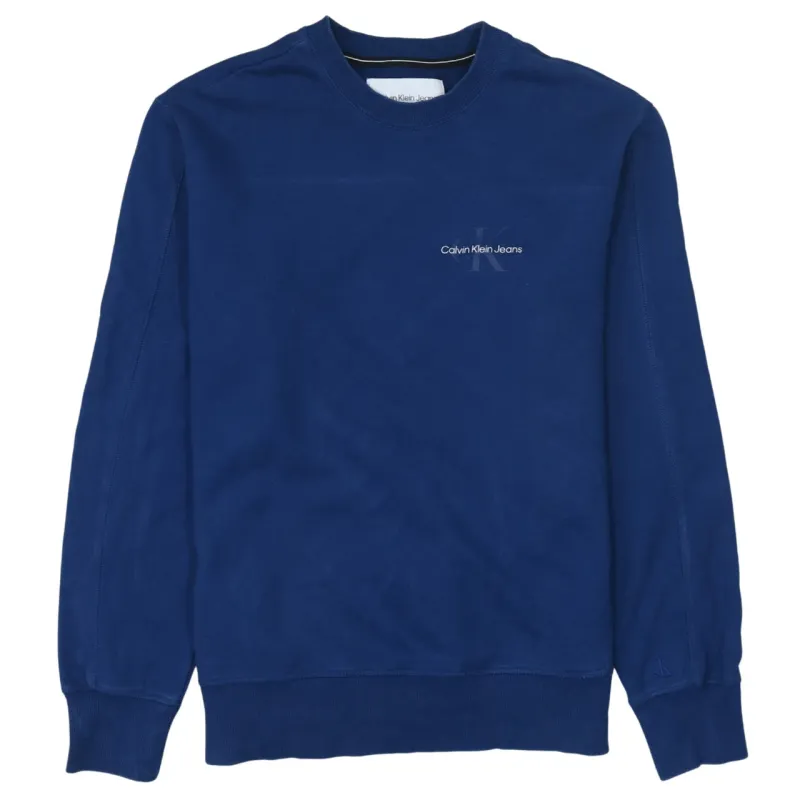 Calvin Klein Blue Sweatshirt Women’s XLarge Embroidered Chest Logo Crewneck Pullover Top made by Calvin Klein