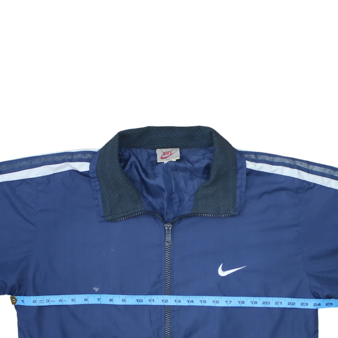 Nike Navy Blue Jacket Men's Small Embroidered Swoosh Stripe Sleeve Zip Pockets Windbreaker sold by Vintage Club product image thumbnail 5