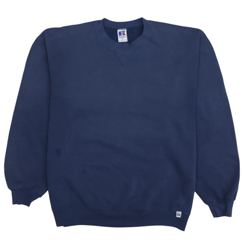Russell 90's Plain Crew Neck Sweatshirt XLarge Navy Blue sold by Vintage Club
