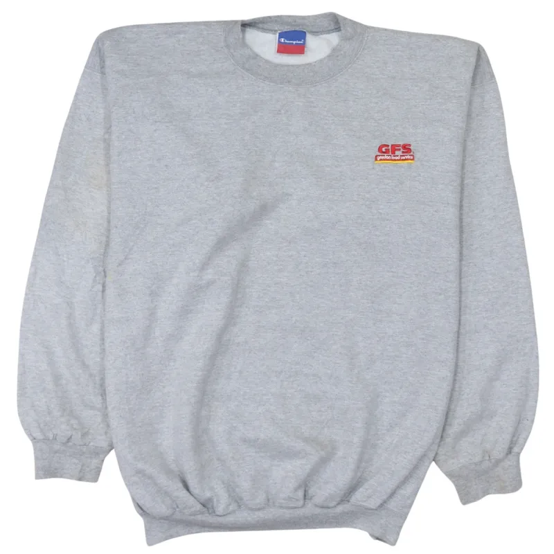Champion Grey Sweatshirt Men's XXLarge Embroidered GFS Logo Crewneck Pullover Fleece Top made by Champion