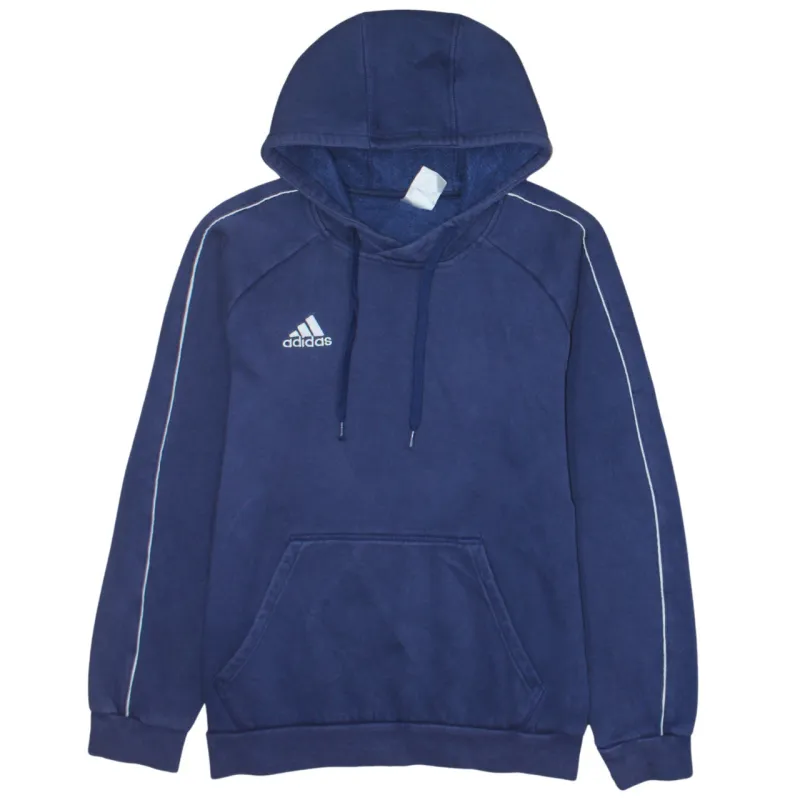 Adidas 90's Drawstring Pockets Pullover Hoodie Medium Navy Blue sold by Vintage Club
