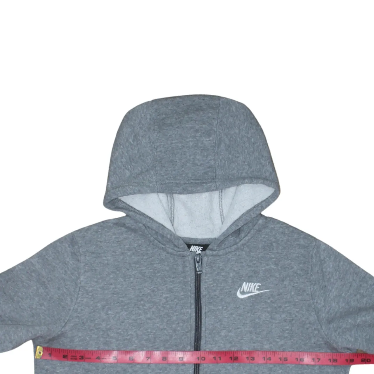 Nike Grey Full Zip Hoodie Women's Large Embroidered Swoosh Split Pocket Fleece Top Sweatshirt sold by Vintage Club product image thumbnail 5