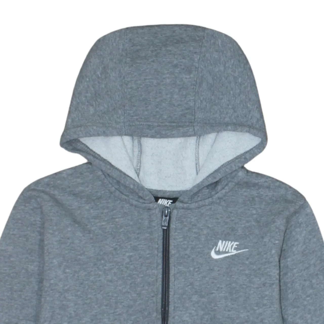 Nike Grey Full Zip Hoodie Women's Large Embroidered Swoosh Split Pocket Fleece Top Sweatshirt sold by Vintage Club product image thumbnail 3