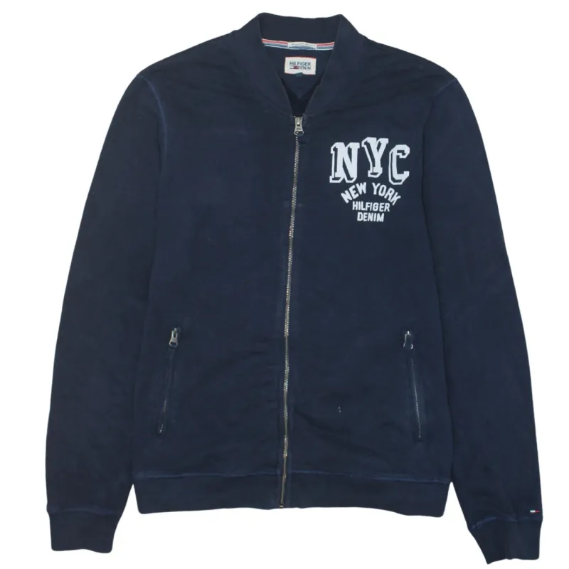 Tommy Hilfiger 90's Lightweight Full Zip Up Sweatshirt Large Navy Blue made by Tommy Hilfiger