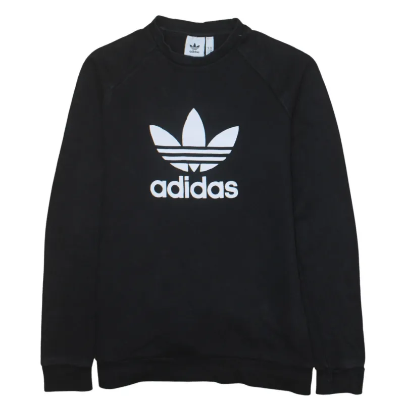 Adidas 90's Spellout Crew Neck Sweatshirt Medium Black sold by Vintage Club