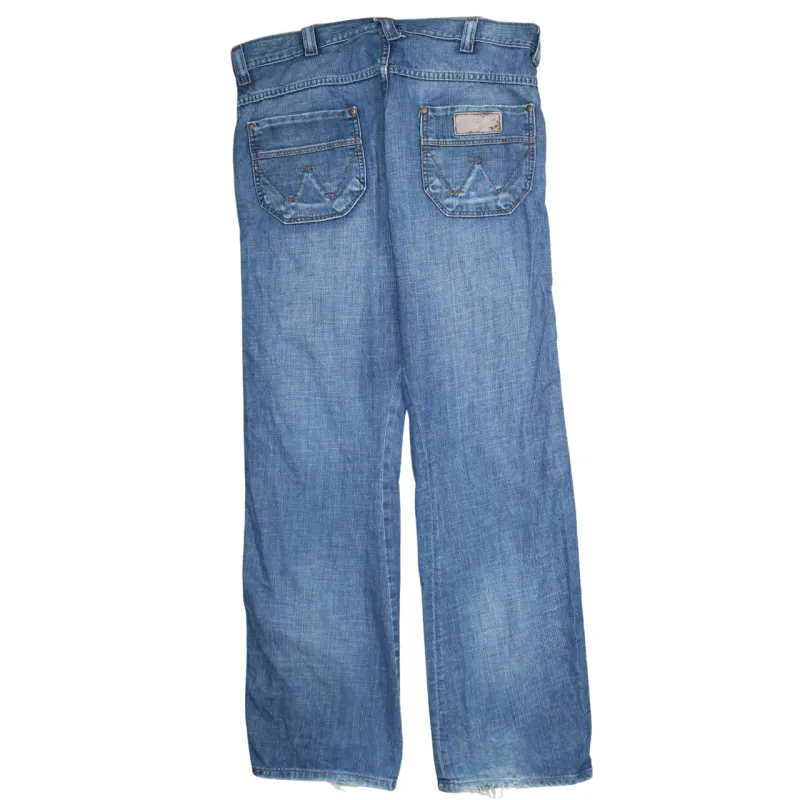 Wrangler Light Blue Jeans Men's 34 Distressed Wide Leg Denim Trousers Pants sold by Vintage Club