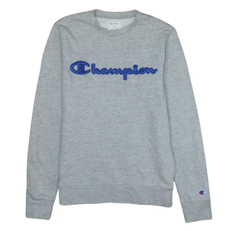 Champion Grey Sweatshirt Men's Small Embroidered Script Logo Crewneck Pullover Top sold by Vintage Club