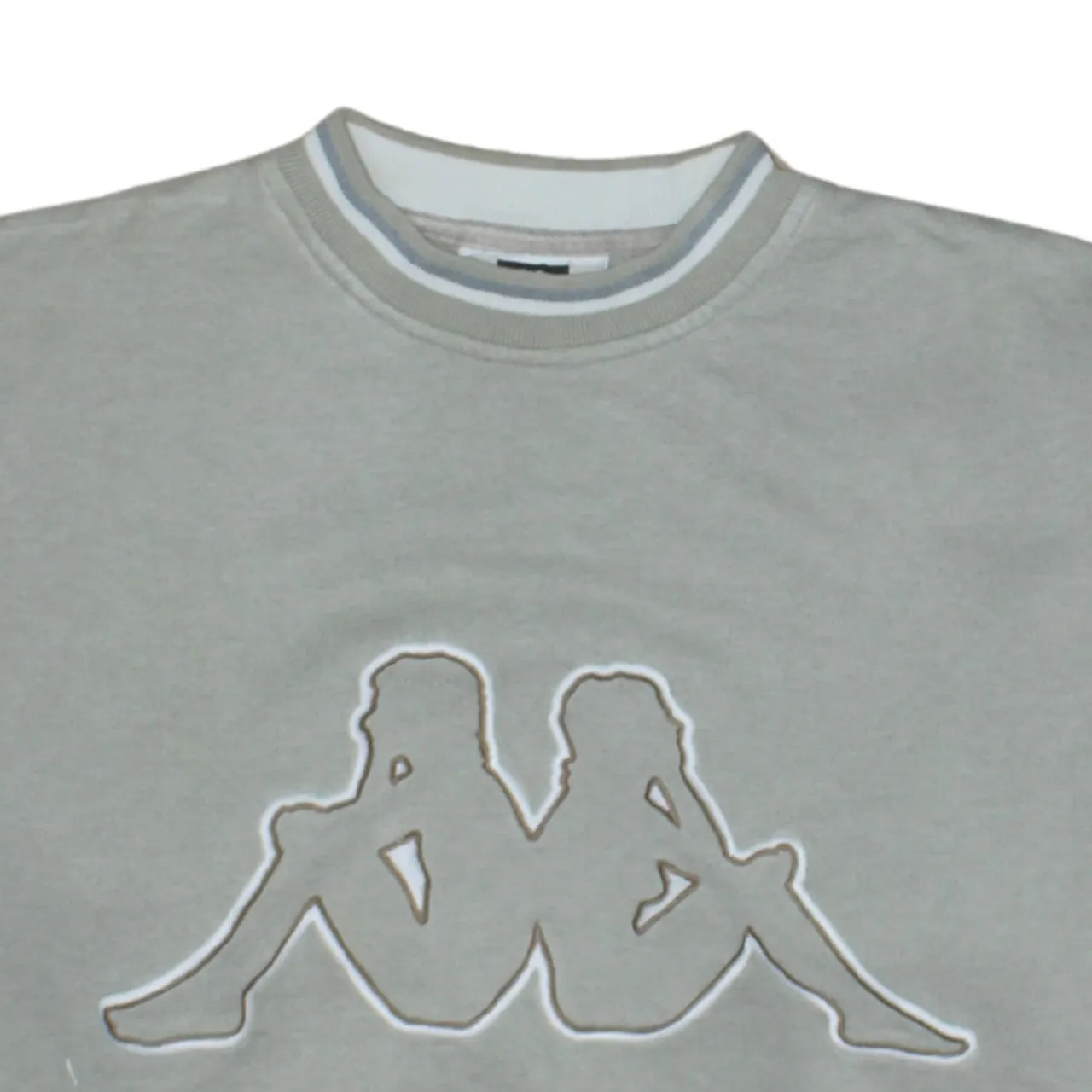 Kappa Grey Sweatshirt Men's Small Embroidered Big Logo Ribbed Trim Crewneck Pullover sold by Vintage Club product image thumbnail 3