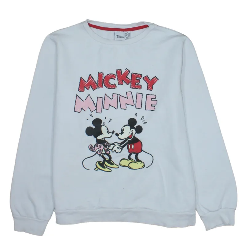 Disney White Sweatshirt Women's Medium Mickey Minnie Printed Graphic Pullover Fleece Top sold by Vintage Club