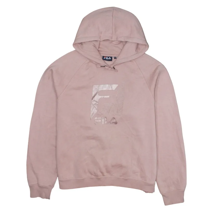 Fila Pink Hoodie Women’s XLarge Printed Front Logo Raglan Sleeves Fleece Pullover Sweatshirt made by Fila