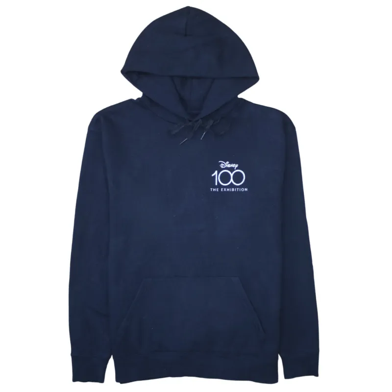 Disney Navy Blue Hoodie Men's Medium Disney 100 Exhibition Crew Printed Logo Pullover Sweatshirt sold by Vintage Club