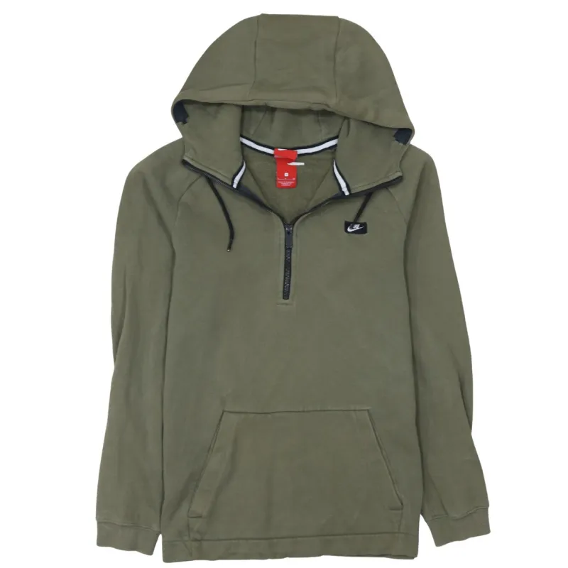 Nike Khaki Green Hoodie Men's Small Half Zip Embroidered Logo Front Pocket Pullover Sweatshirt sold by Vintage Club