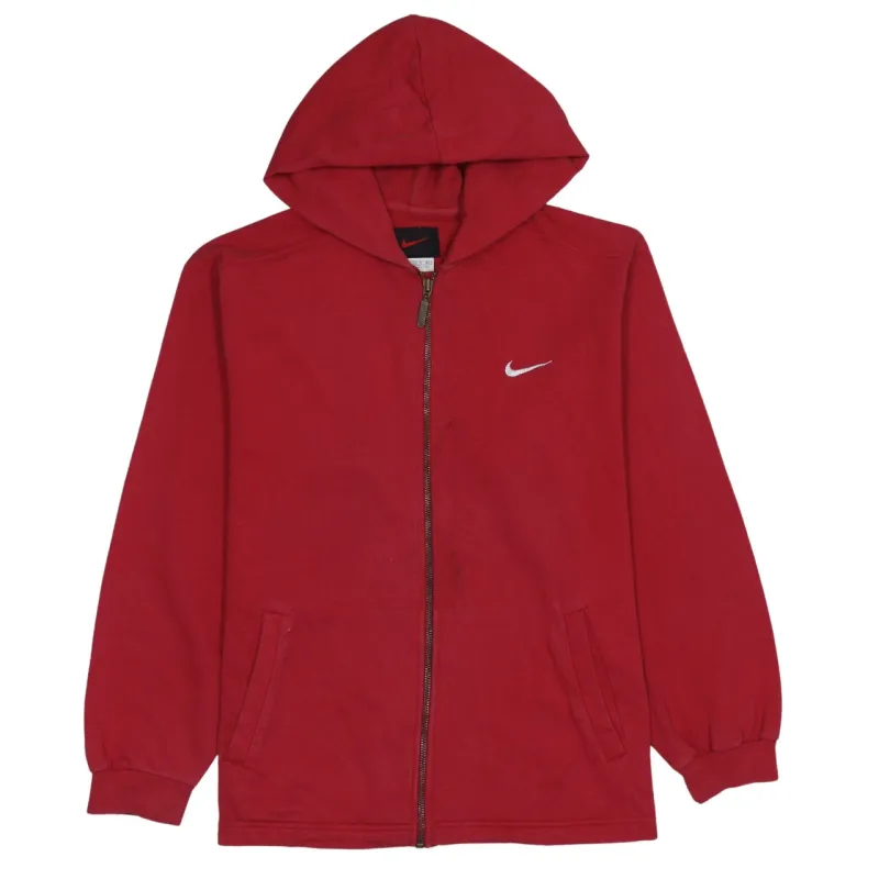 Nike Burgundy Red Full Zip Hoodie Women's XLarge Embroidered Swoosh Split Pockets Sweatshirt made by Nike