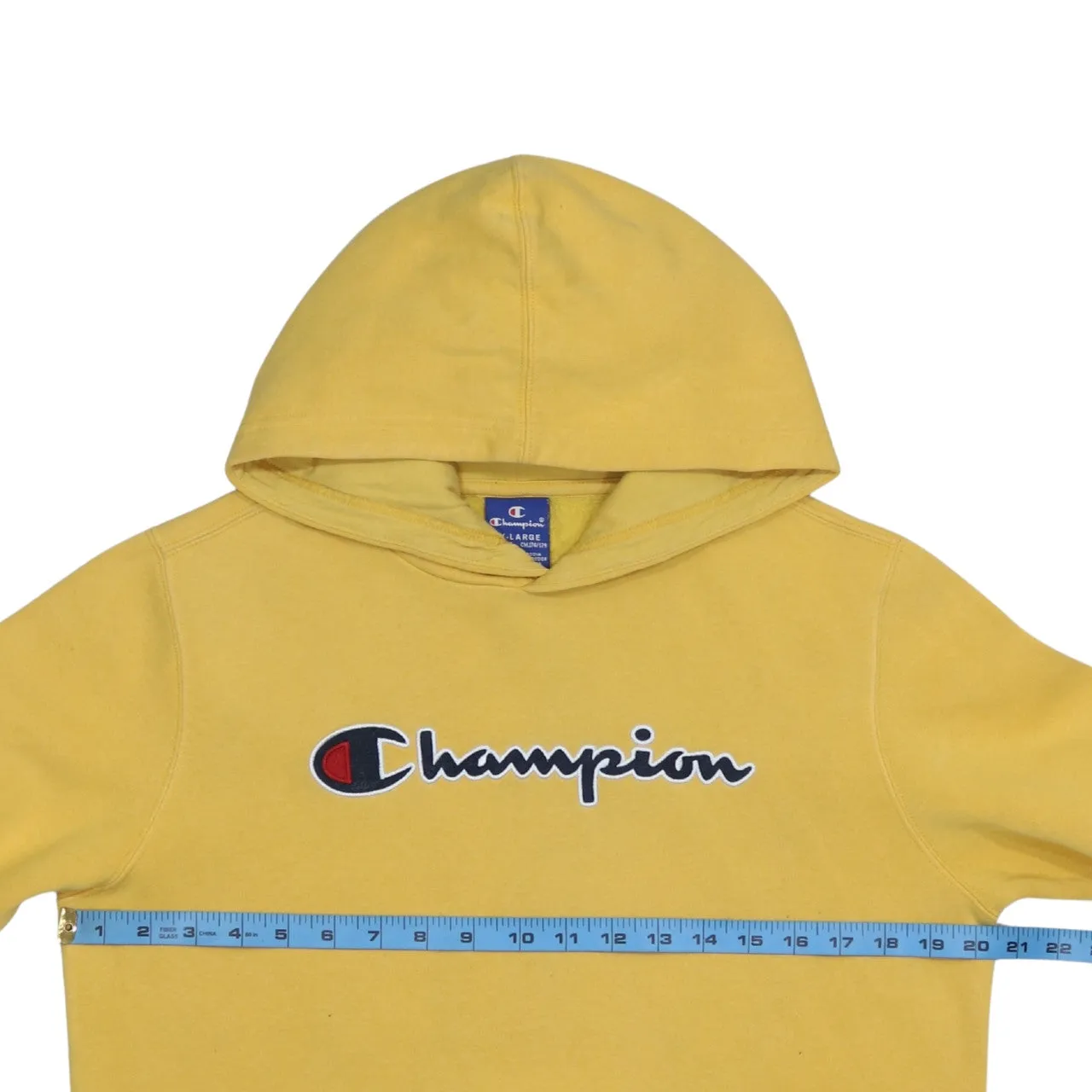 Champion Yellow Hoodie Women’s XXLarge Embroidered Script Logo Front Pocket Pullover Sweatshirt sold by Vintage Club product image thumbnail 5