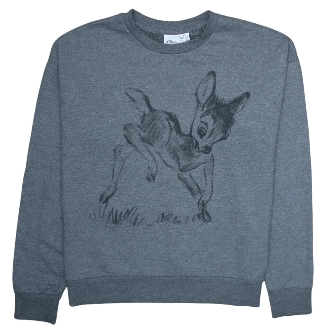 Diseny 90's Bambi Crew Neck Sweatshirt XSmall Grey sold by Vintage Club