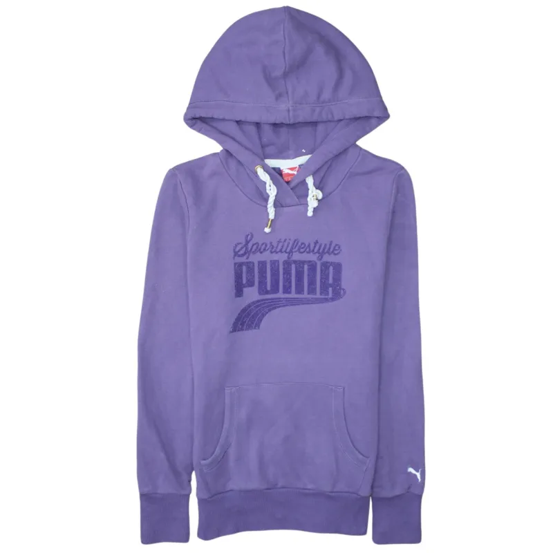 Puma Purple Hoodie Women’s Small Sportlifestyle Printed Logo Front Pocket Pullover Sweatshirt made by Puma