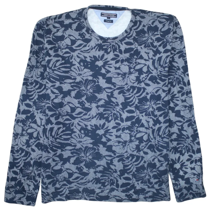 Tommy Hilfiger Navy Blue Floral Jumper Women’s XXLarge All Over Print Crewneck Sweater made by Tommy Hilfiger