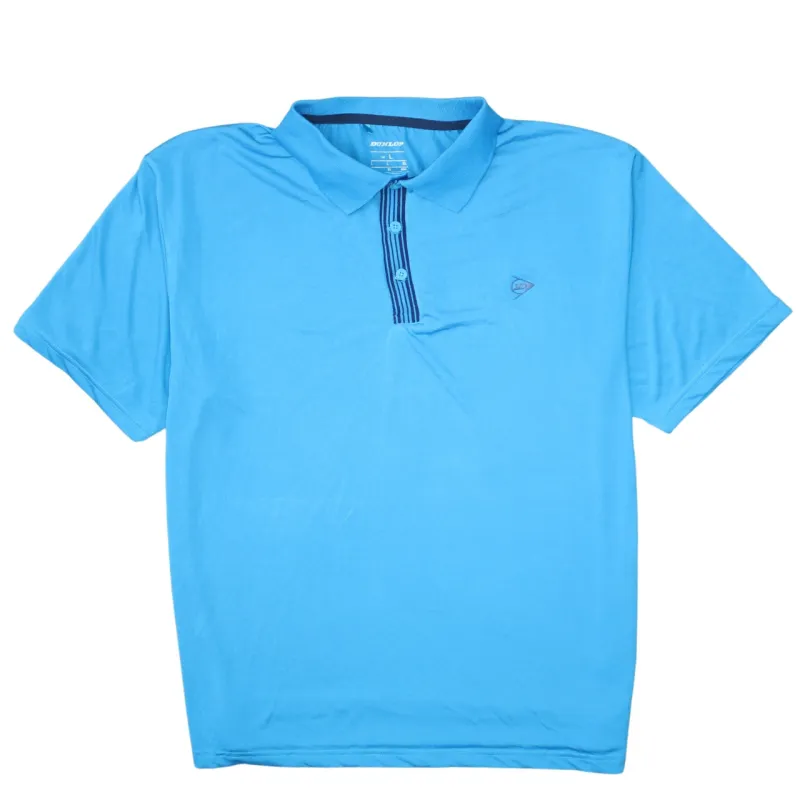 Dunlop 90's Short Sleeves Quarter Button Polo Shirt Large Blue sold by Vintage Club