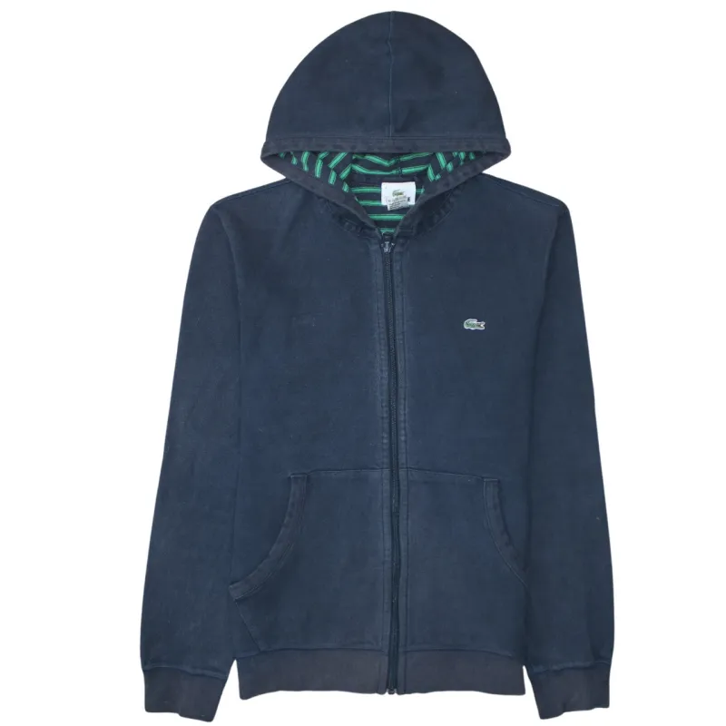 Lacoste Navy Blue Hoodie Men's Small Full Zip Embroidered Croc Logo Front Pockets Sweatshirt made by Lacoste