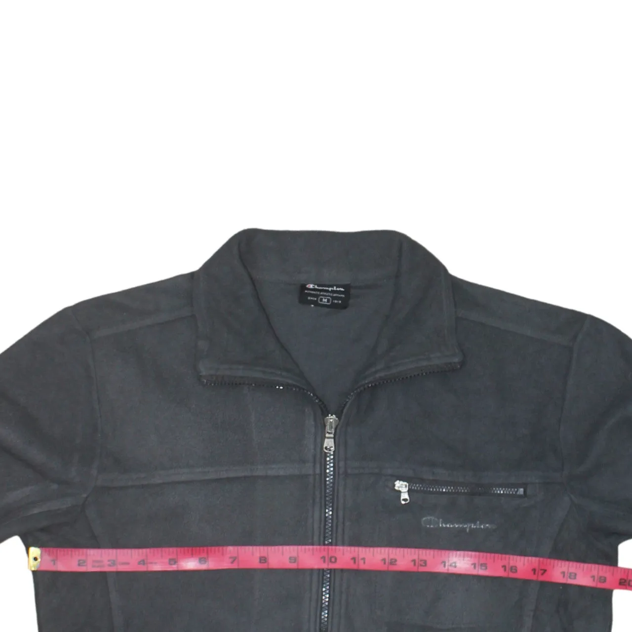 Champion Black Fleece Jacket Women’s Medium Embroidered Chest Logo Zip Pockets Outerwear sold by Vintage Club product image thumbnail 5