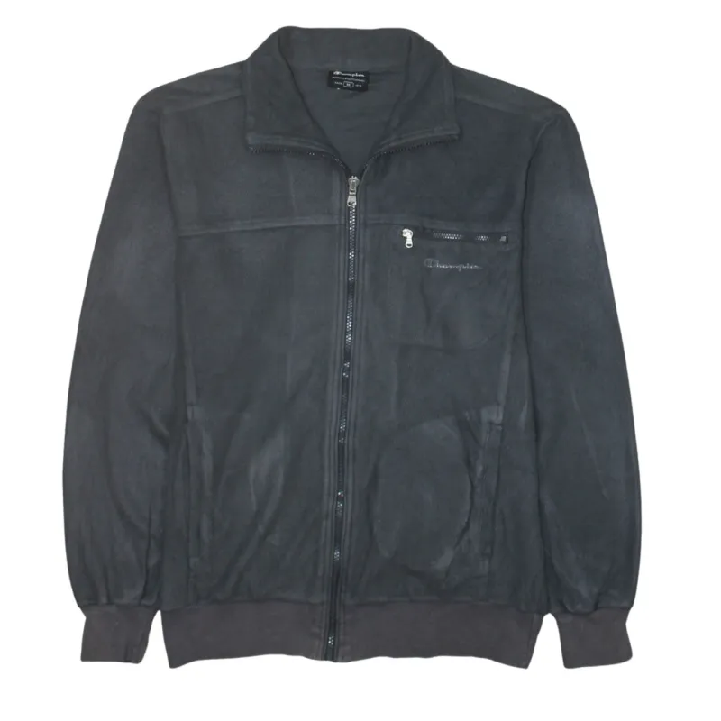 Champion Black Fleece Jacket Women’s Medium Embroidered Chest Logo Zip Pockets Outerwear sold by Vintage Club