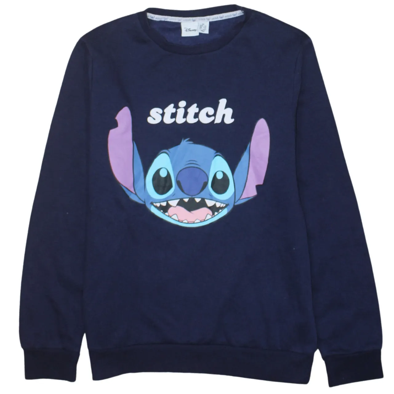 Disney 90's Stitch Crew Neck Sweatshirt XSmall Navy Blue sold by Vintage Club