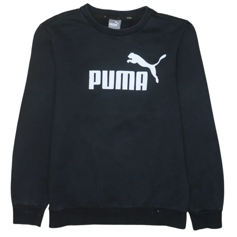 Puma Black Sweatshirt Men's XSmall Printed Big Logo Crewneck Pullover Fleece Top sold by Vintage Club