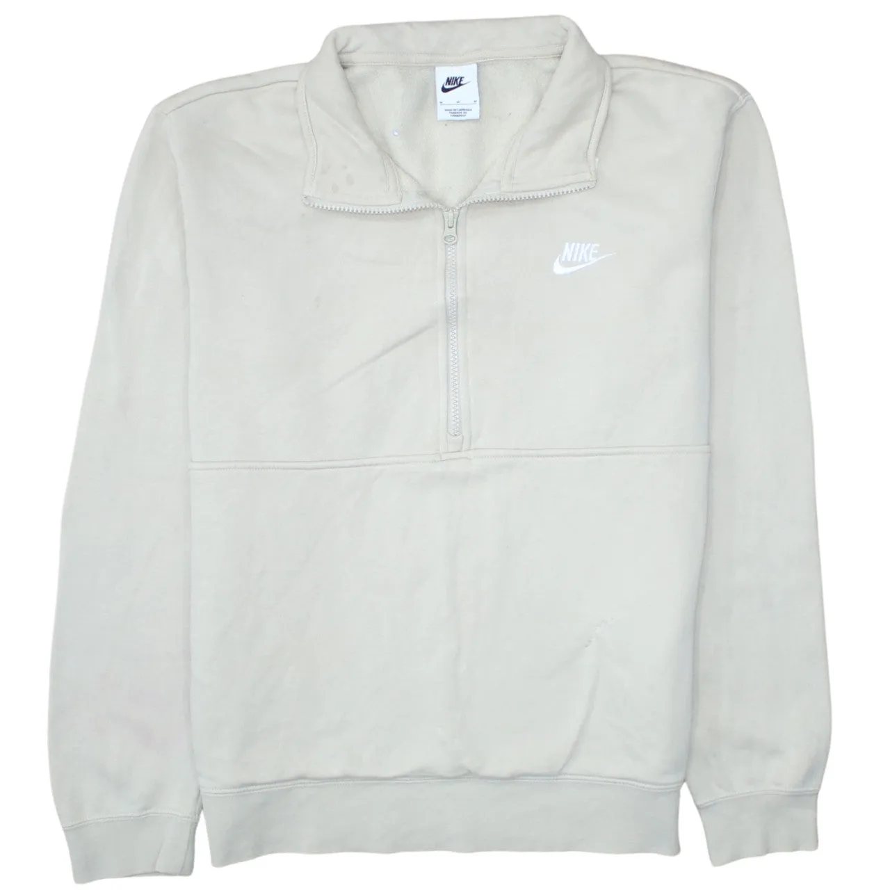 Nike 90's Swoosh Quarter Zip Sweatshirt Medium Beige Cream sold by Vintage Club