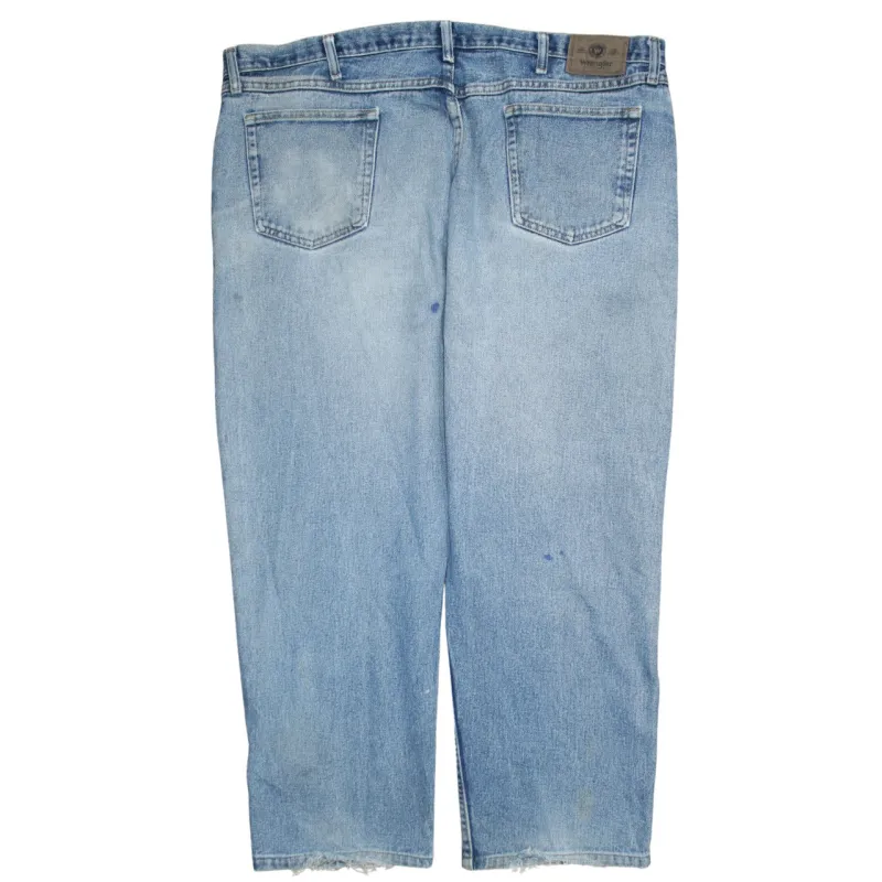 Wrangler Light Blue Jeans Men's 44 Straight Leg Faded Wash Classic Denim Trousers made by Wrangler