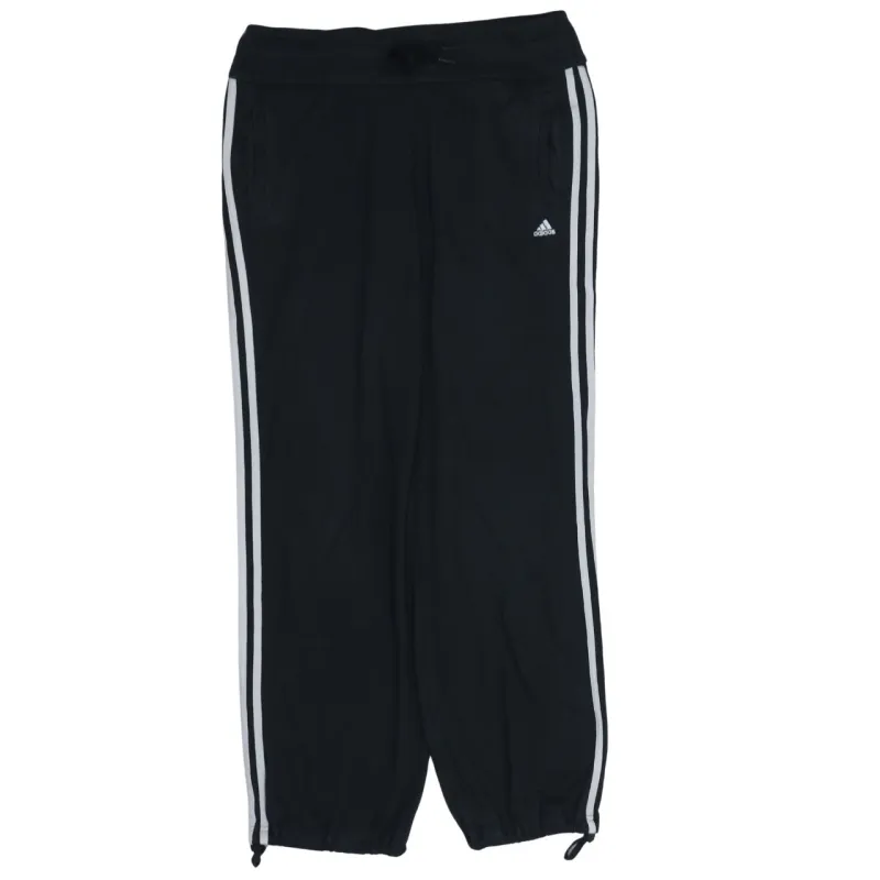 Adidas Black Joggers Men's Medium Embroidered Logo Three Stripe Sides Drawstring Cuffed Track Pants sold by Vintage Club