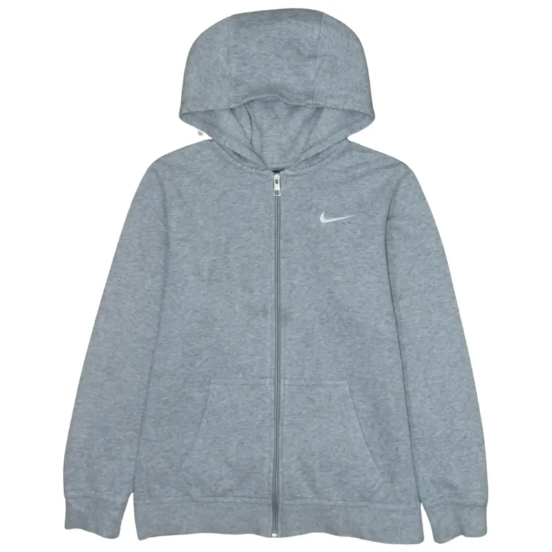 Nike Grey Zip Hoodie Men's XLarge Printed Swoosh Split Pocket Fleece Sweatshirt sold by Vintage Club