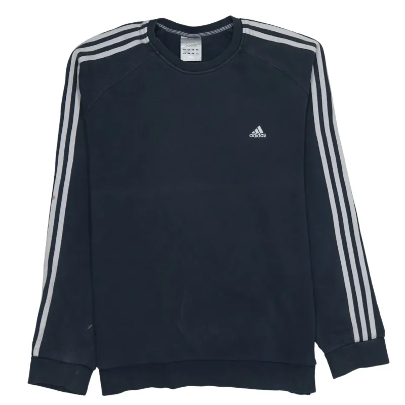 Adidas Black Sweatshirt Men's Large Embroidered Logo Three Stripe Sleeves Pullover Top made by Adidas