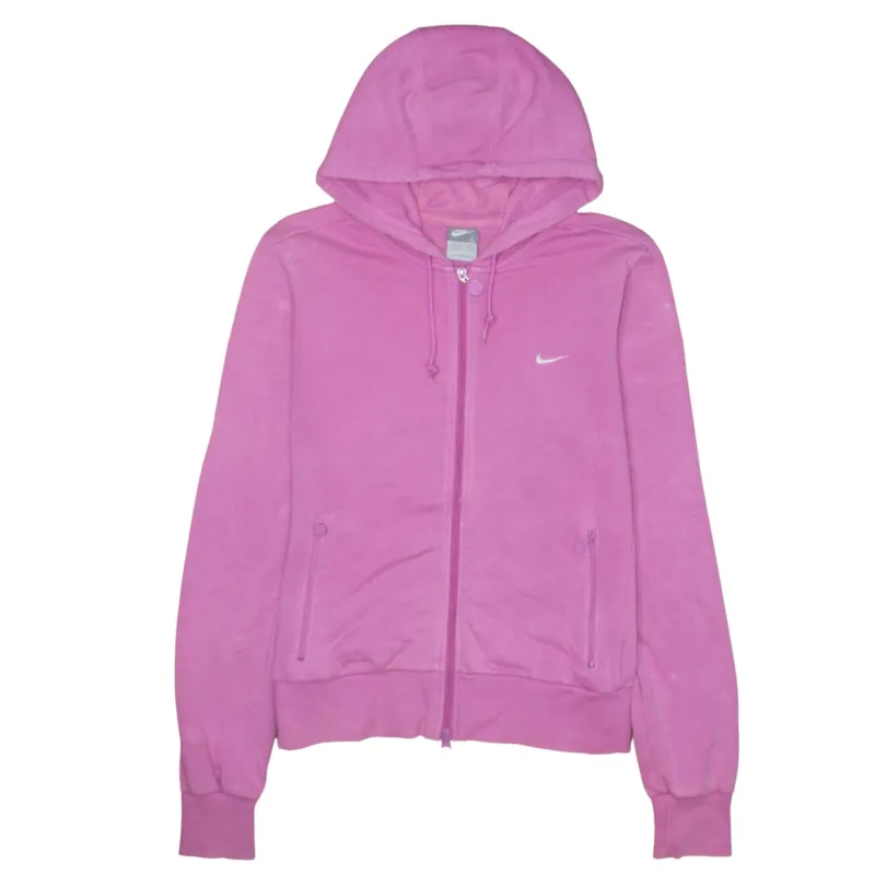 Nike Pink Full Zip Hoodie Men’s Large Embroidered Swoosh Drawstring Hood Pockets Sweatshirt sold by Vintage Club