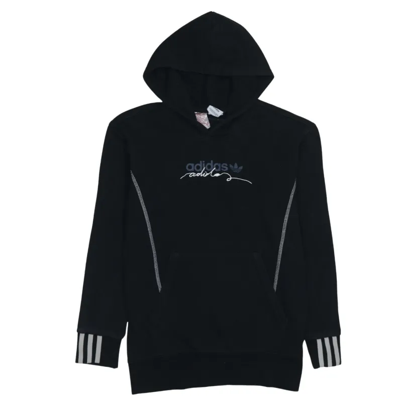 Adidas Black Hoodie Men's XSmall Printed Trefoil Logo Striped Cuffs Pullover Sweatshirt sold by Vintage Club