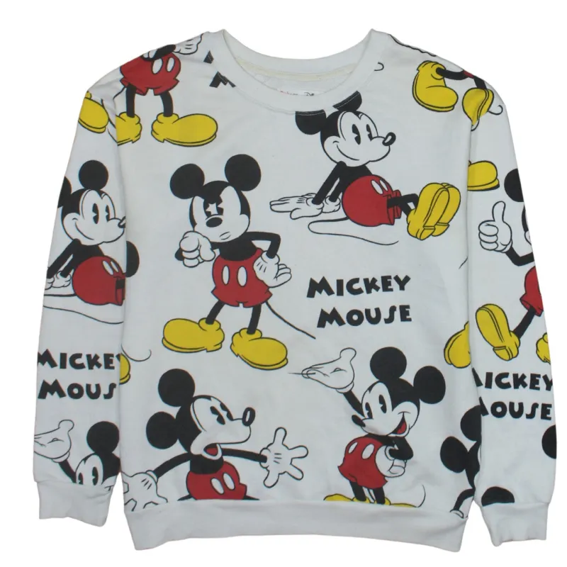 Disney White Mickey Mouse Sweatshirt Men's Large All Over Print Crewneck Pullover Top sold by Vintage Club