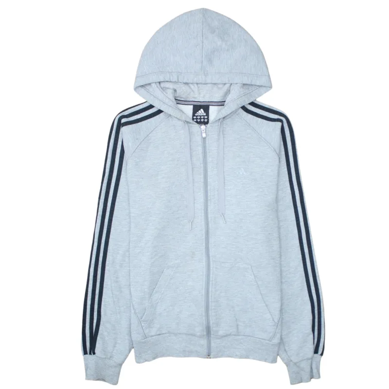 Adidas 90's Striped Sleeve Full Zip Up Hoodie Small Grey sold by Vintage Club