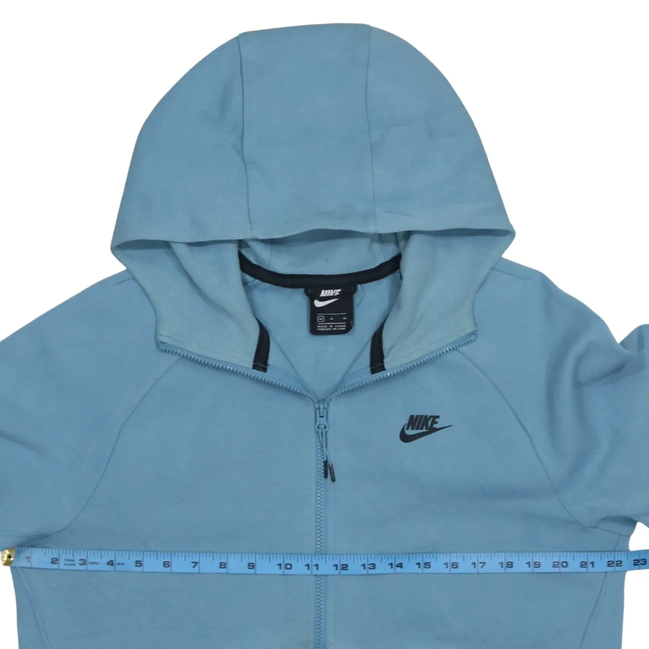 Nike Light Blue Full Zip Hoodie Men's Medium Printed Swoosh Logo Front Pockets Sweatshirt sold by Vintage Club product image thumbnail 5