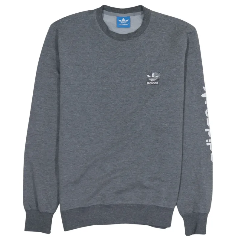 Adidas Dark Grey Sweatshirt Men's XSmall Printed Trefoil Logo Sleeve Print Pullover Top sold by Vintage Club