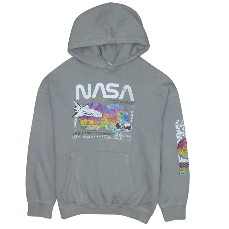 H&M Grey NASA Hoodie Women’s Medium Printed Space Graphic Sleeve Print Sweatshirt sold by Vintage Club