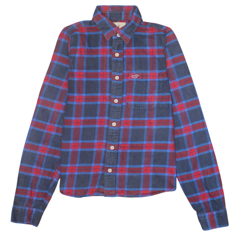 Hollister 90's Long Sleeve Button Up Shirt Large Navy Blue made by Hollister