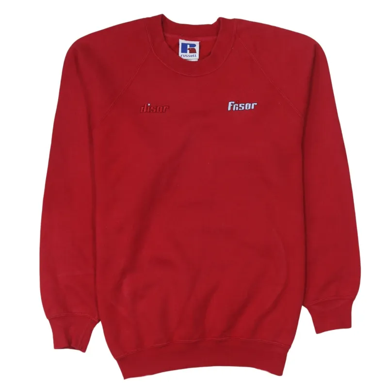 Russell Athletic Red Sweatshirt Women's Large Embroidered Chest Logos Raglan Crewneck Pullover made by Russell Athletic