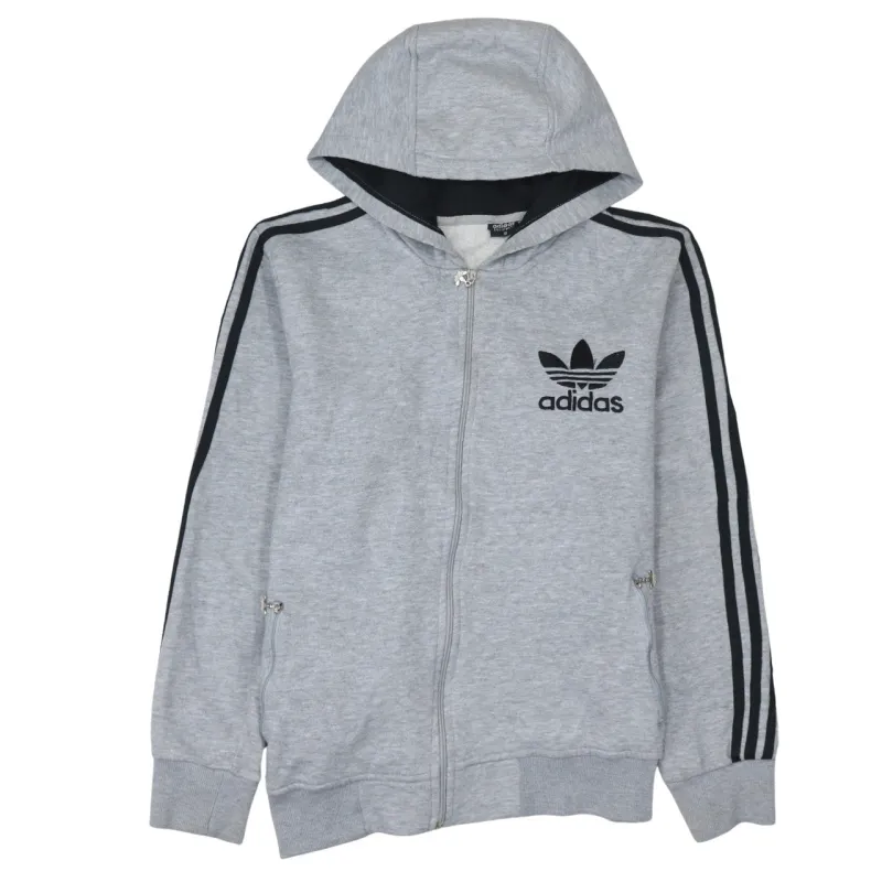 Adidas 90's Striped Sleeves Full Zip Up Hoodie Medium Grey sold by Vintage Club