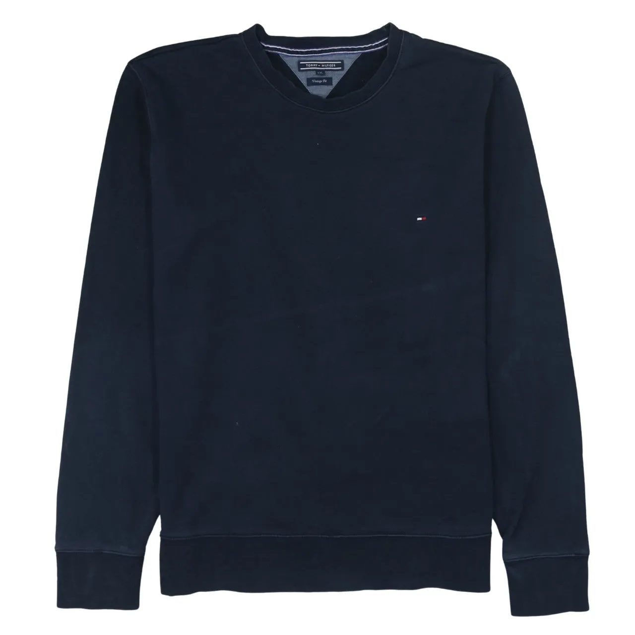 Tommy Hilfiger Navy Blue Sweatshirt Women’s XXL Small Flag Logo Crewneck Pullover Top sold by Vintage Club