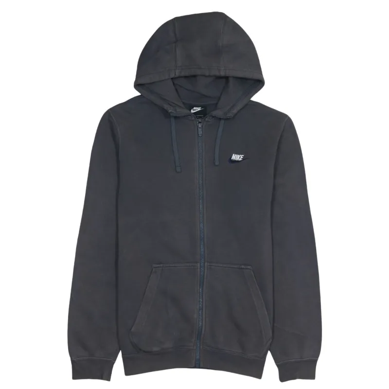 Nike Charcoal Grey Zip Hoodie Men's Small Embroidered Logo Split Pocket Sweatshirt made by Nike