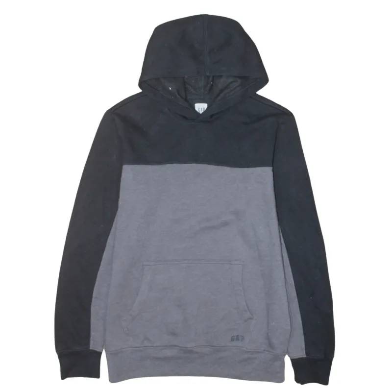 Gap Black Grey Hoodie Men's Medium Colour Block Fleece Lined Front Pocket Sweatshirt sold by Vintage Club