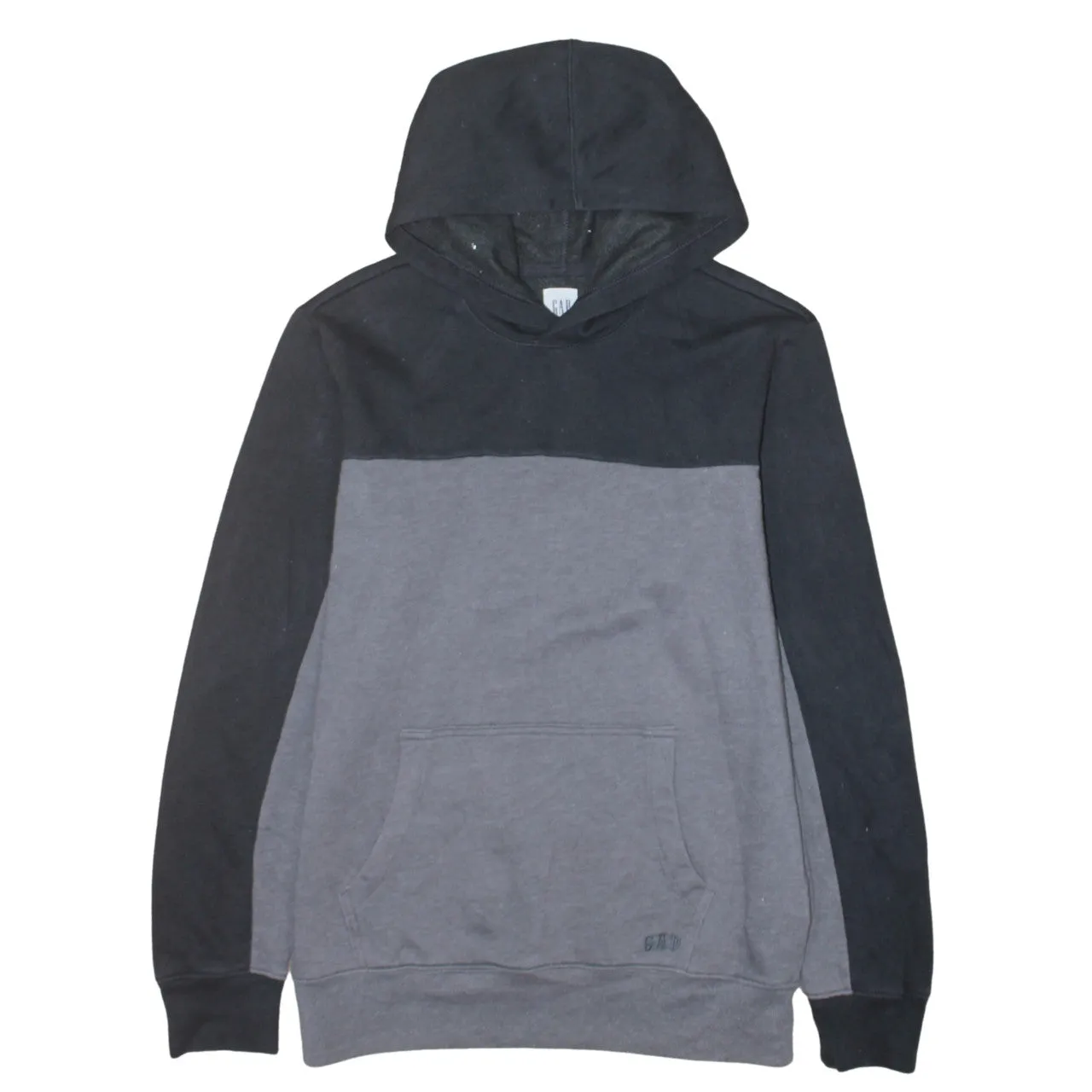 Gap Black Grey Hoodie Men's Medium Colour Block Fleece Lined Front Pocket Sweatshirt sold by Vintage Club
