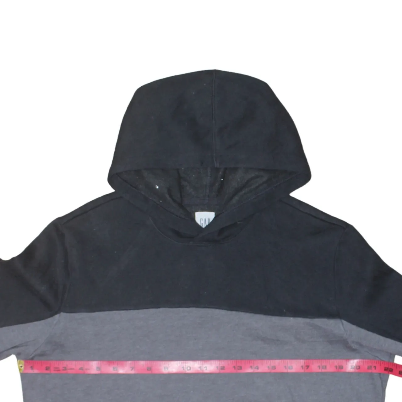 Gap Black Grey Hoodie Men's Medium Colour Block Fleece Lined Front Pocket Sweatshirt sold by Vintage Club product image thumbnail 5