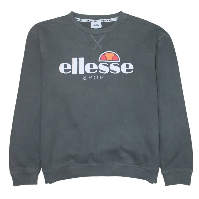 Ellesse Charcoal Grey Sweatshirt Women’s Medium Printed Sport Logo Crewneck Pullover Top made by Ellesse