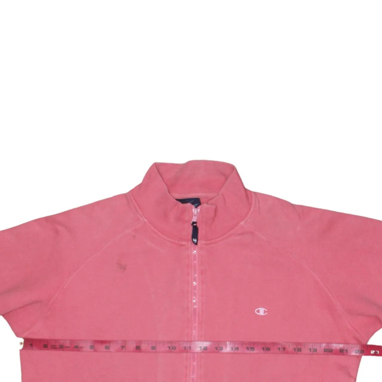 Champion Pink Full Zip Sweatshirt Women’s Large Embroidered C Logo Funnel Neck Pockets Top sold by Vintage Club product image thumbnail 5