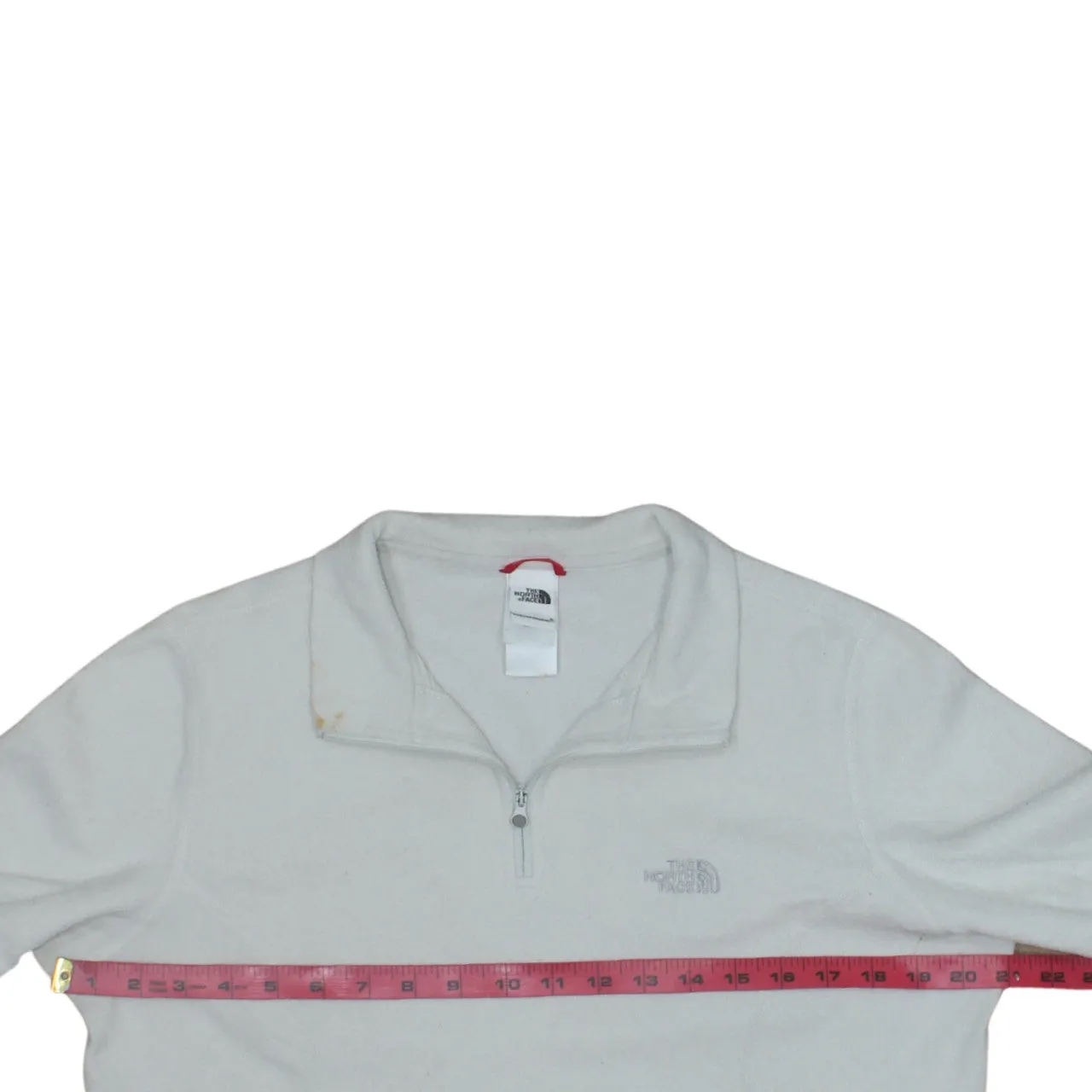 The North Face Off White Fleece Jumper Women’s Large Embroidered Logo Quarter Zip Pullover Top sold by Vintage Club product image thumbnail 5